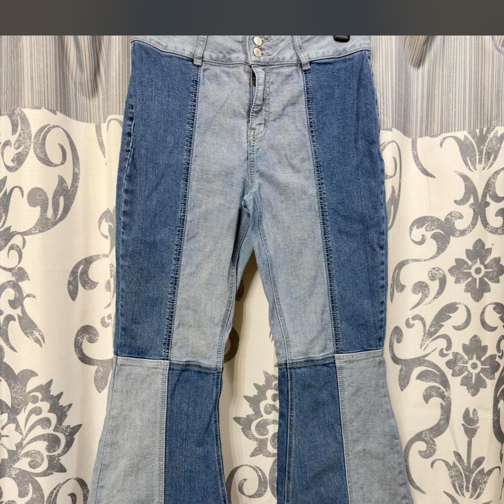 Shyanne Two-Tone Denim Flare Jeans